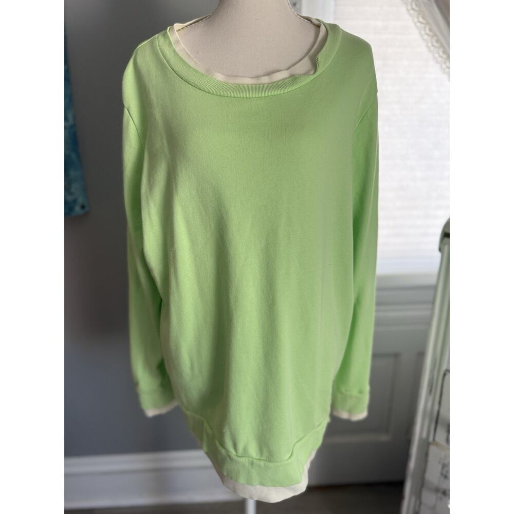 Peace Love World Pullover Sweatshirt Lime Color- L - Happy Heart- Lime Green